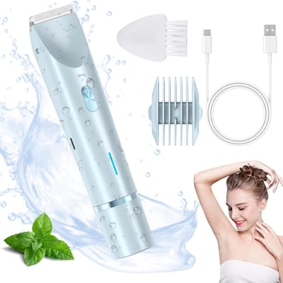 KZQ 2-in-1 Vrouwen Scheerapparaat - IPX7 Waterdicht - Elektrisch Scheerapparaat - Voor Bikinilijn, Benen, Oksels & Gezicht - Elektrische Ontharing & Trimmen - Blauw
