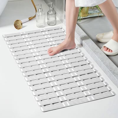 Douchemat Antislip - Badmat Veilig - Veilig Douchen - 162 Zuignappen - 68 x 40 cm - Wit Grijs