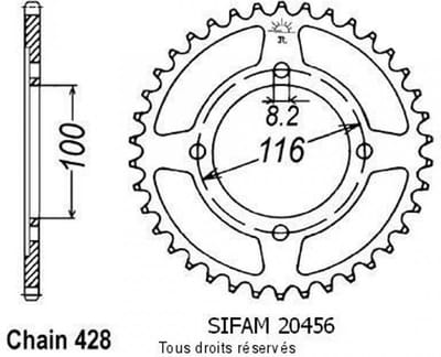 Sifam tandwiel voor motorfiets Kawasaki 85 KX 2001-2012 52dts P428 Al100 anti-mud Nieuw