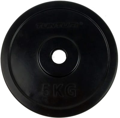 Tunturi Halterschijf - Halter gewichten - 1x 5 kg - 30mm - Rubber - Incl. gratis fitness app
