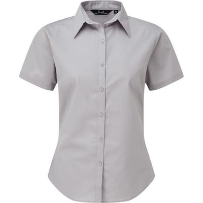 Premier Popeline blouse met korte mouwen / Gewoon werkoverhemd (Zilver)
