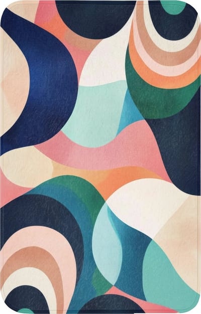 WC mat 50x80 cm - Antislip - Abstract - Blauw - Roze - Toiletmat - Vloermat - Douchemat - Toilet tapijt - Toiletmatten