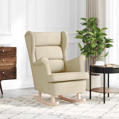 vidaXL - Schommelstoel - 74x90x102 - cm - stof - crèmekleurig