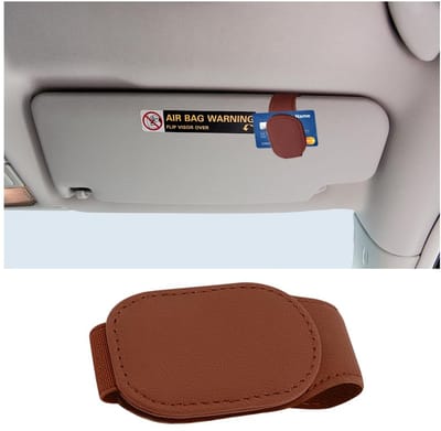 Dailygoody - Zonnebrilhouder - Magnetische brillenbeugel - Lederen clip voor autozonneklep - Bruin - Universele zonnebrilhouder - Geschikt voor elke a