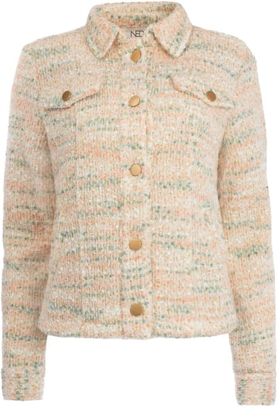 NED Vest Galuim Ls Salmon Pink Lurex Tweed 26s3 Rp051 01 470 Salmon Pink Dames Maat - S
