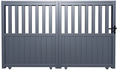 Vente-unique Opengewerkte aluminium schuifpoort L343 x H148 cm antraciet TARNOS II
