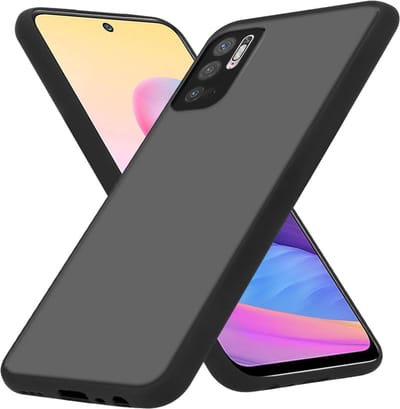 Cadorabo Hoesje geschikt voor Xiaomi RedMi NOTE 10 5G / POCO M3 PRO 5G in MATT ZWART - Hybride beschermhoes met TPU siliconen Case Cover binnenkant en matte plastic achterkant