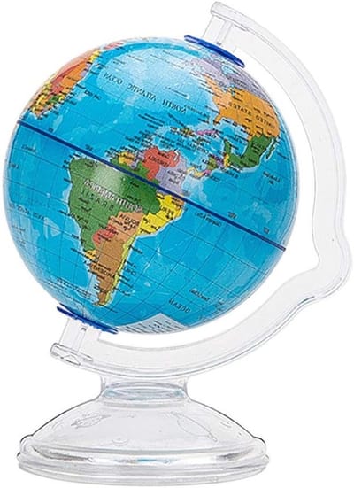 Educatieve Wereldbol met Draaibare Stand en Kunststof Basis voor Kinderen - 10.7 cm, Geografie, Leren, Onderwijs