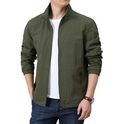 Herenjas Lente en Herfst Casual Jas Lente en Herfst Nieuwe Herenkleding Opstaande Kraag Eenvoudig Effen Kleur Dun Topje 4XL