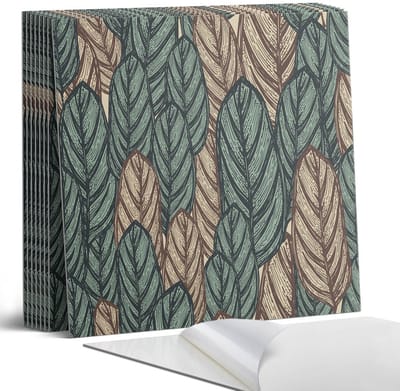 Coloray Plaktegels - Bladpatroon op de achtergrond Portugese Tegels - 30 cm x 30 cm - Groente Plaktegels - 9 stuks - Vierkant PVC Tegels - Plaktegels Keuken - Zelfklevende Vloertegels - Vinyl Tegels Zelfklevend - Zelfklevende Tegels