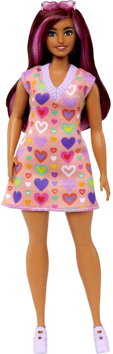Barbie Fashionistas - Roze jurk met hartjes - Barbiepop