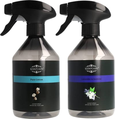 Scentchips Pure Cotton Fresh Set - Interieurspray Set - Roomspray – Huisparfum – Huisspray – Geurspray – Set van 2 - 500ML