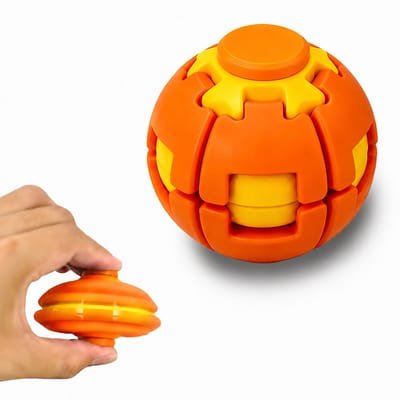ECTEATOY® Stressbal - Fidget Toy - 3D-geprinte Fidget Spinner Ball - Druk en draai fidget spinner - Mechanisch bureau-speeltje - Verlicht stress en angst - Oranje