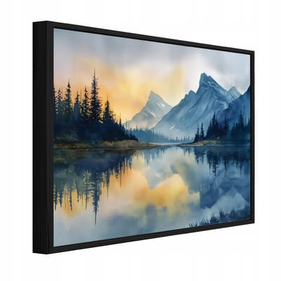 WALLARENA - Schilderij op canvas in zwarte lijst - 100x70 cm - berglandschap natuur - wanddecoratie woonkamer en slaapkamer