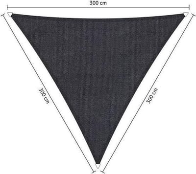 Compleet pakket: Shadow Comfort driehoek 3x3x3m Carbon Black met RVS Bevestigingsset en Buitendoekreiniger