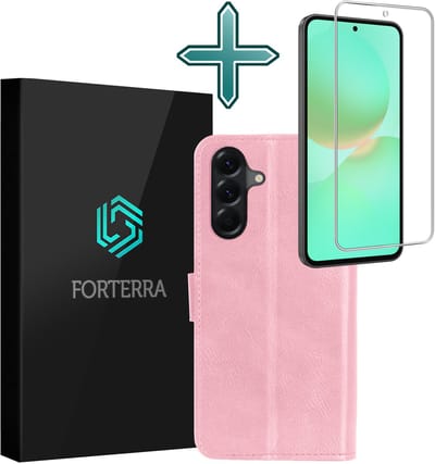 Hoesje Met Screenprotector - Geschikt voor Samsung Galaxy A36 - Luxe Pasjeshouder - Flipcase - Bookcase Portemonee - Flip Case - Kunstleer Book Case - Book Cover - Walletcase - Portemonneehoes - Lichtroze