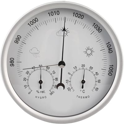 Weerstation Barometer - Weervoorspeller - Buitenweer Meten - Aluminium Legering - 5.2 Inch - Zilver