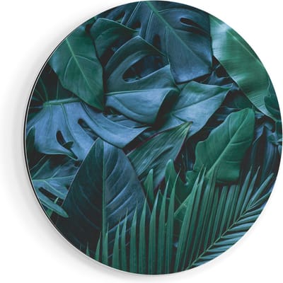 Artaza Dibond Muurcirkel Tropische Groene Bladeren - Ø 70 cm - Wandcirkel - Rond Schilderij - Voor Binnen en Buiten