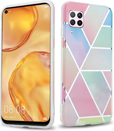 Cadorabo Hoesje geschikt voor Huawei NOVA 6 SE / P40 LITE / NOVA 7i in Regenboog Marmer No. 11 - Beschermhoes gemaakt van TPU siliconen Case Cover met mozaïek motief