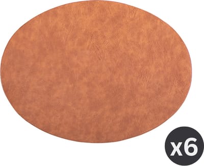 Placemat TROJA - SET/6 - ovaal - kunstleer - 33x45 cm, caramel