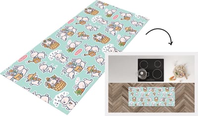Keukenloper - Loper keuken - Konijn - Tuin - Patroon - 120x50 cm - Keukenloper vinyl