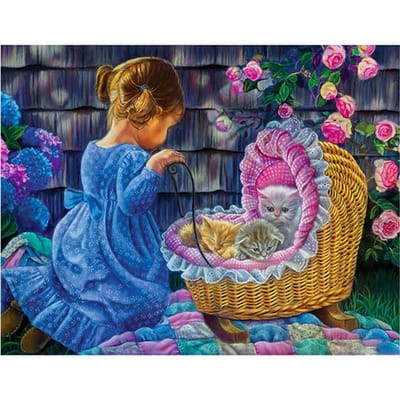 Peinture Diamant 5D DIY Fille et Chats Broderie Mosaïque Point de Croix Décoration Strass 20X30CM gray