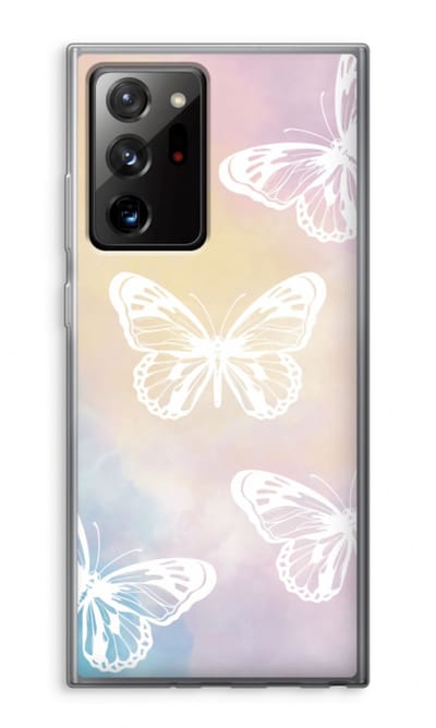 Case Company® - Hoesje geschikt voor Samsung Galaxy Note 20 Ultra / Note 20 Ultra 5G hoesje - White butterfly - Soft Cover Telefoonhoesje - Bescherming aan alle Kanten en Schermrand
