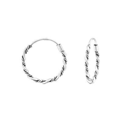 Aramat Jewels | Oorringen | Stijlvolle Smalle Bali Oorringen 16mm | | | |2mm | Zilver | Kinderen, Volwassenen | Verkleurd niet