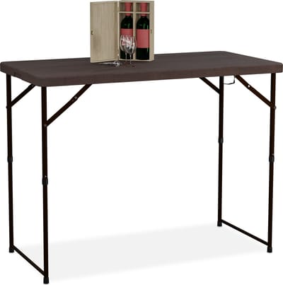 campingtafel inklapbaar - 120 x 60 cm - hoogte verstelbaar - 6 personen - tuintafel - bruin