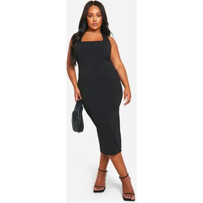 boohoo Dames Plus Halterneck Midi Jurk | Black | Maat: 26