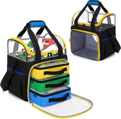 Speelgoed opbergtas - Reis organizer - Speelgoed organiseren - Dubbellaags ontwerp - 30 x 21 x 355 cm - Zwart