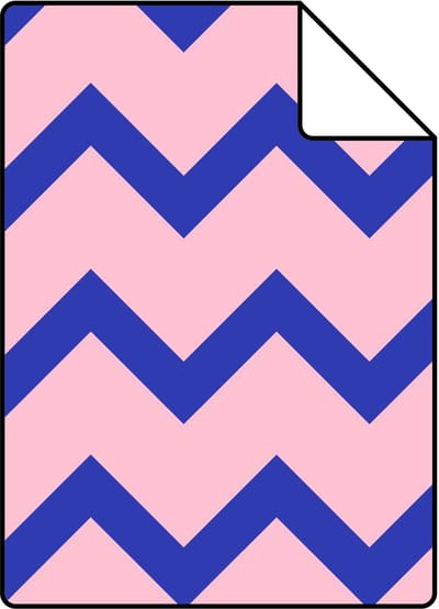 Proefstaal ESTAhome behang zigzag motief blauw en roze - 26.5 x 21 cm - 131485-S