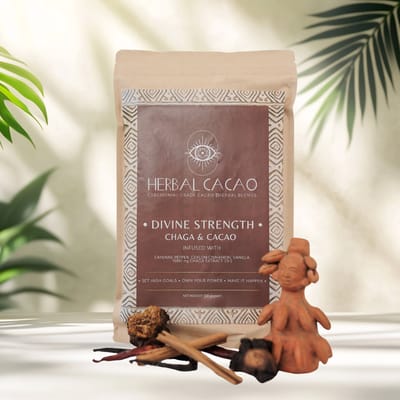 Chaga mushroom, Ceremonial CACAO, Cayenne, Kaneel, Vanille - Divine Strength 500g - Q’eqchi Maya - Guatemala - Herbal Cacao