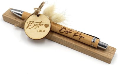 Houten Balpen met Gravure - Uniek Gepersonaliseerd Cadeau voor Verjaardag, Vaderdag, Moederdag