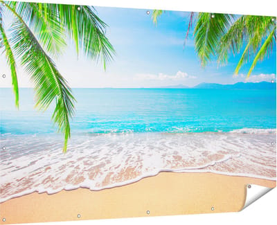 Gards Tuinposter Tropisch Strand en Zee - 180x120 cm - Tuindoek - Tuindecoratie - Wanddecoratie buiten - Tuinschilderij