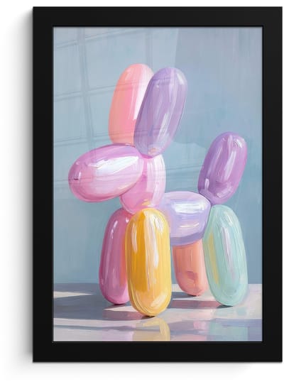 Poster in lijst - Fotolijst 20x30 cm - Posters - Dier - Ballon - Pasteltinten - Glanzend - Posterlijst zwart - Decoratie - Wanddecoratie woonkamer - Muurdecoratie slaapkamer
