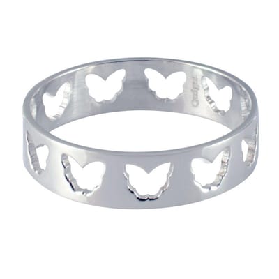 Quiges Stapelring Dames - Vulring Vlinders - RVS Zilverkleurig - Maat 20 - Hoogte 6mm