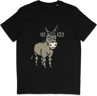 Grappig Heren Dames T Shirt - Badass Ezel - Zwart - XS
