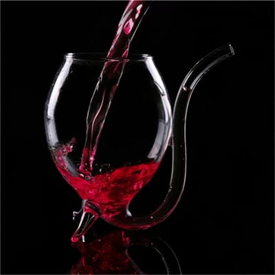 Creatieve 300ML 2 stuks duivels rode wijn glas transparante beker mok met ingebouwde drinkbuis rietje waterbeker voor thuisbar black