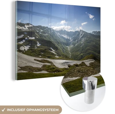 ® Glasschilderij 180x120 cm - Schilderij acrylglas - Sneeuw op de bergen van het Nationaal park Hohe Tauern in Oostenrijk - Foto op glas - Muurdecoratie woonkamer - Wanddecoratie slaapkamer - Schilderijen