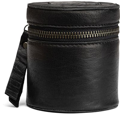 MUUD Helsinki XL Black - Handgemaakt leren ronde kubus voor handwerk accessoires 9.5x9cm
