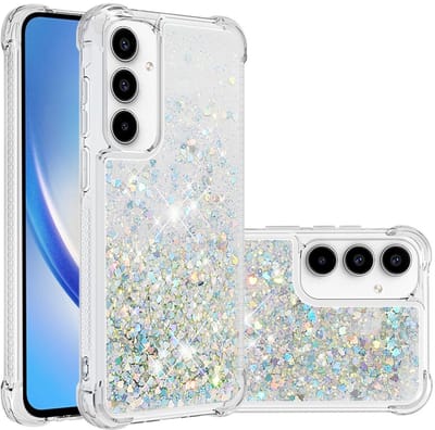 Coverup Hoesje - Geschikt voor Samsung Galaxy A57 Hoesje - Coverup Liquid Glitter Back Cover - Zilver