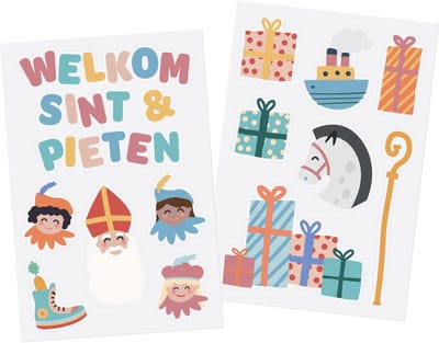 Thijox - Sinterklaas Raamstickers Kinderdecoratie - 13 Stuks Welkom Sint & Pieten Multicolor - Feestelijke Raamdecoratie voor Sinterklaas