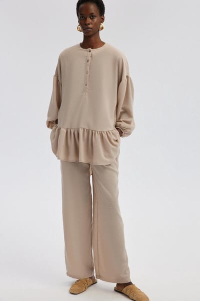 Touché Privé - Tuniekset met ruches - Taupe - Dames