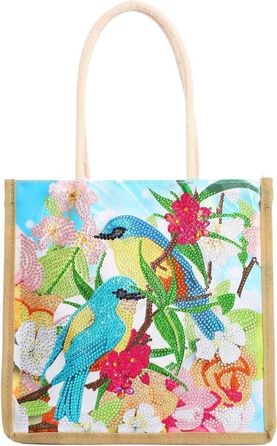 MK Stoer -DIY 5D Diamond Painting Boodschappentas - Opvouwbare Boodschappenwinkel Tas - DIY Ambachten - Herbruikbare Gift Bag - Eco-vriendelijke Kunst - Handgemaakte Opbergtassen - Geschikt voor Creatieve Hobbyisten - Zwart.
