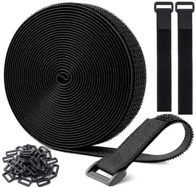Dailygoods- Kabelbinders 10 m - Herbruikbaar - Zwart - Kabelbeheer - Klittenband - 50 Ringen - Milieuvriendelijk - Kabelorganizer