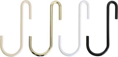 Design kledinghaak GARD FLAT S-vorm voor 30 mm kledingstang of haaklijst van metaal voor garderobe, keuken, badkamer, kantoor, garage, schuur, stalen houder hangend roestvrij, zeer stabiel (9, wit)