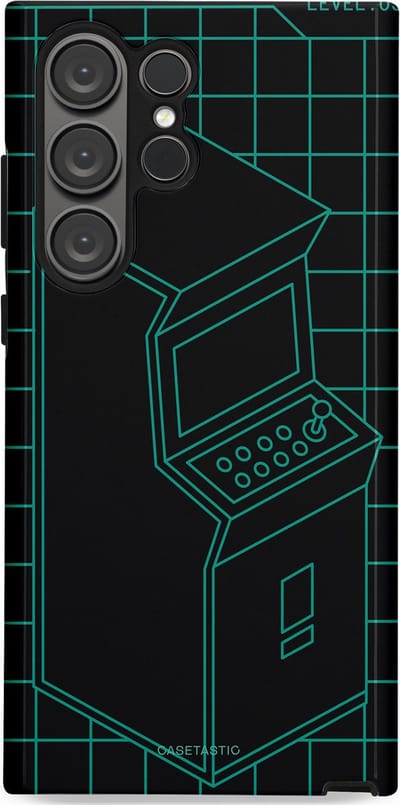 Casetastic Hoesje Geschikt voor Samsung S23 Ultra - Stijlvolle Beschermende Duo-layer Case - Retro joystick