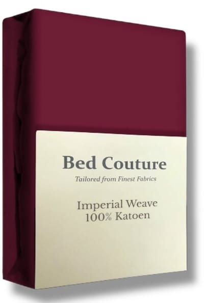 Bed Couture - Hoeslaken van 100% Katoen - Eenpersoons 90x200cm - Hoekhoogte 30cm - Ultra Zacht en Duurzaam - Bordeaux