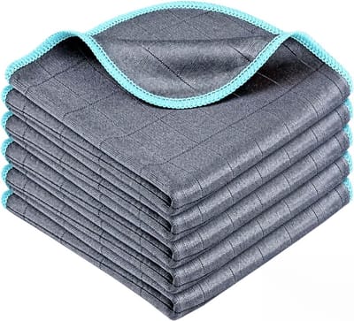 Carbon Microfiber Doek Set - 5 Stuks van 400 g/m² - Vlek- en Pluisvrij - Diamantstructuur Voor Glas, Auto en Keuken - 30 x 30 cm - Blauw